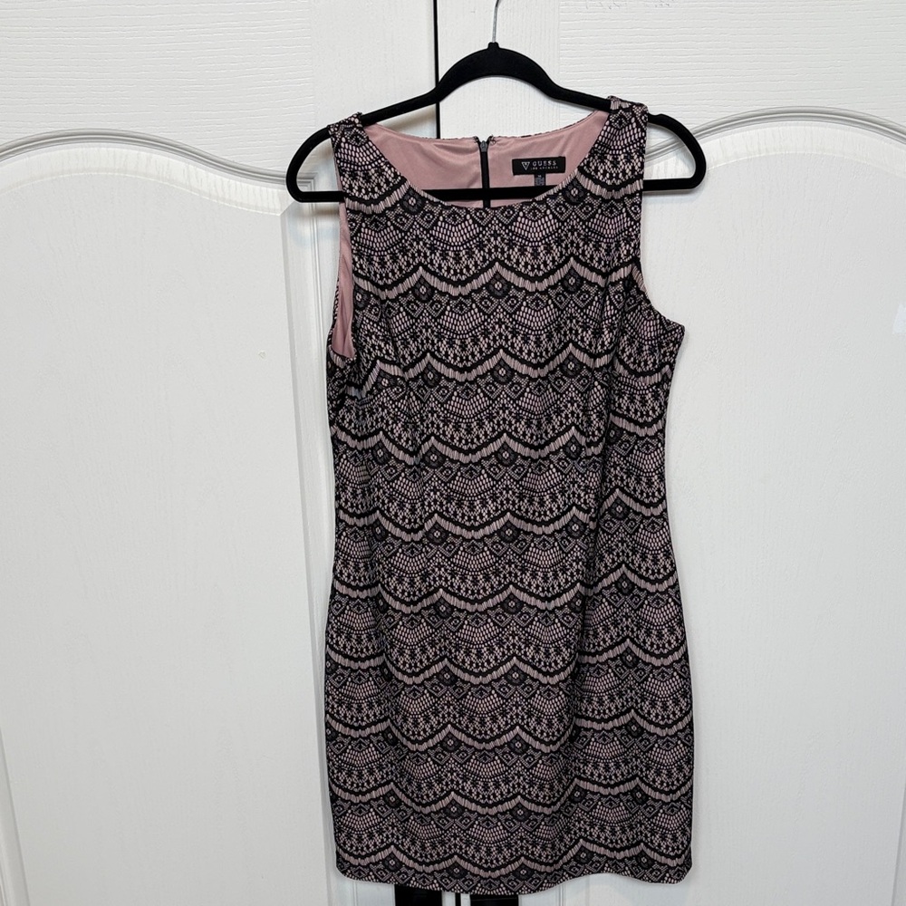 Guess Black and Pink Patterned Mini Dress